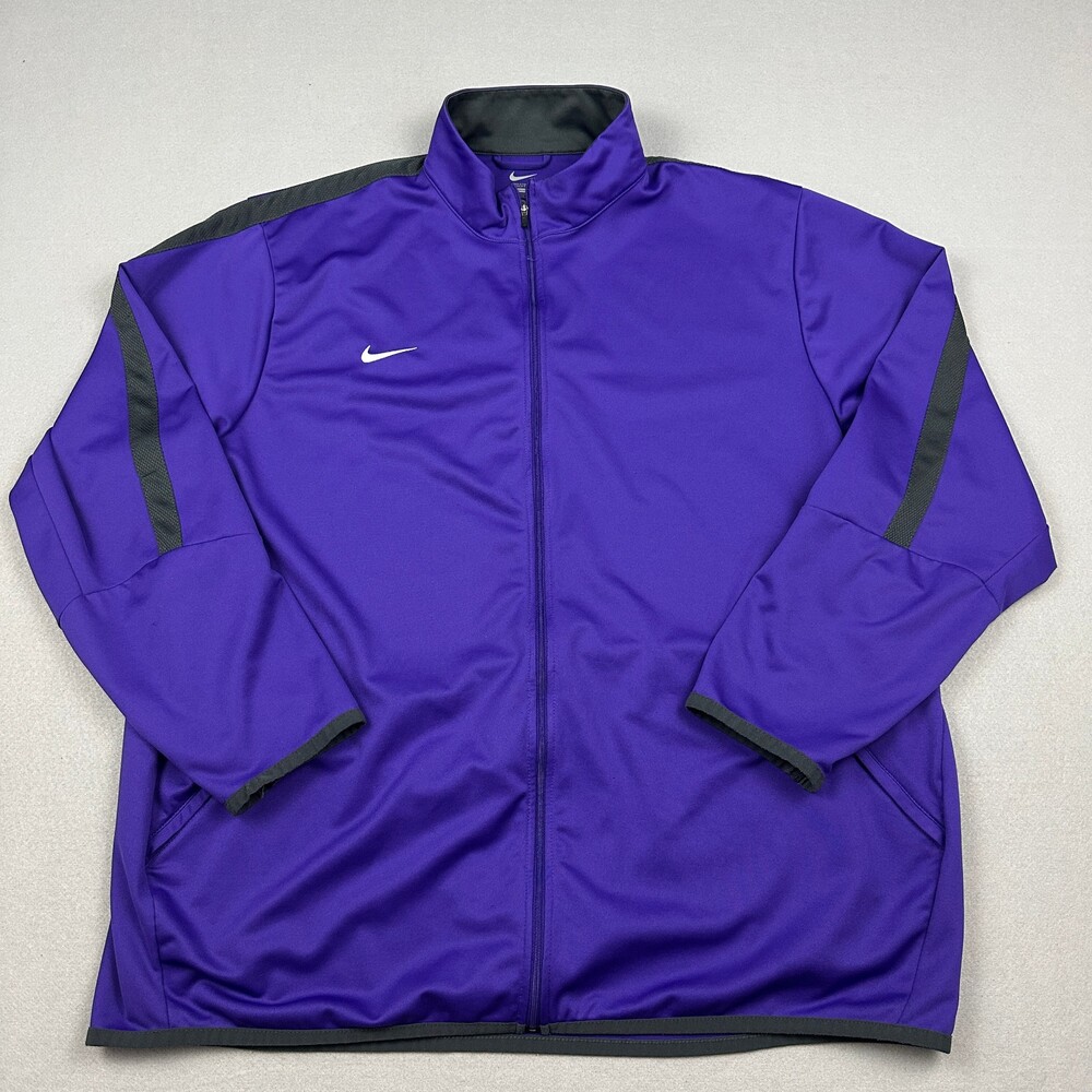 Nike Jacket Men 4XL Purple Black Solid Full Zip Track Activewear Pockets XXXXL